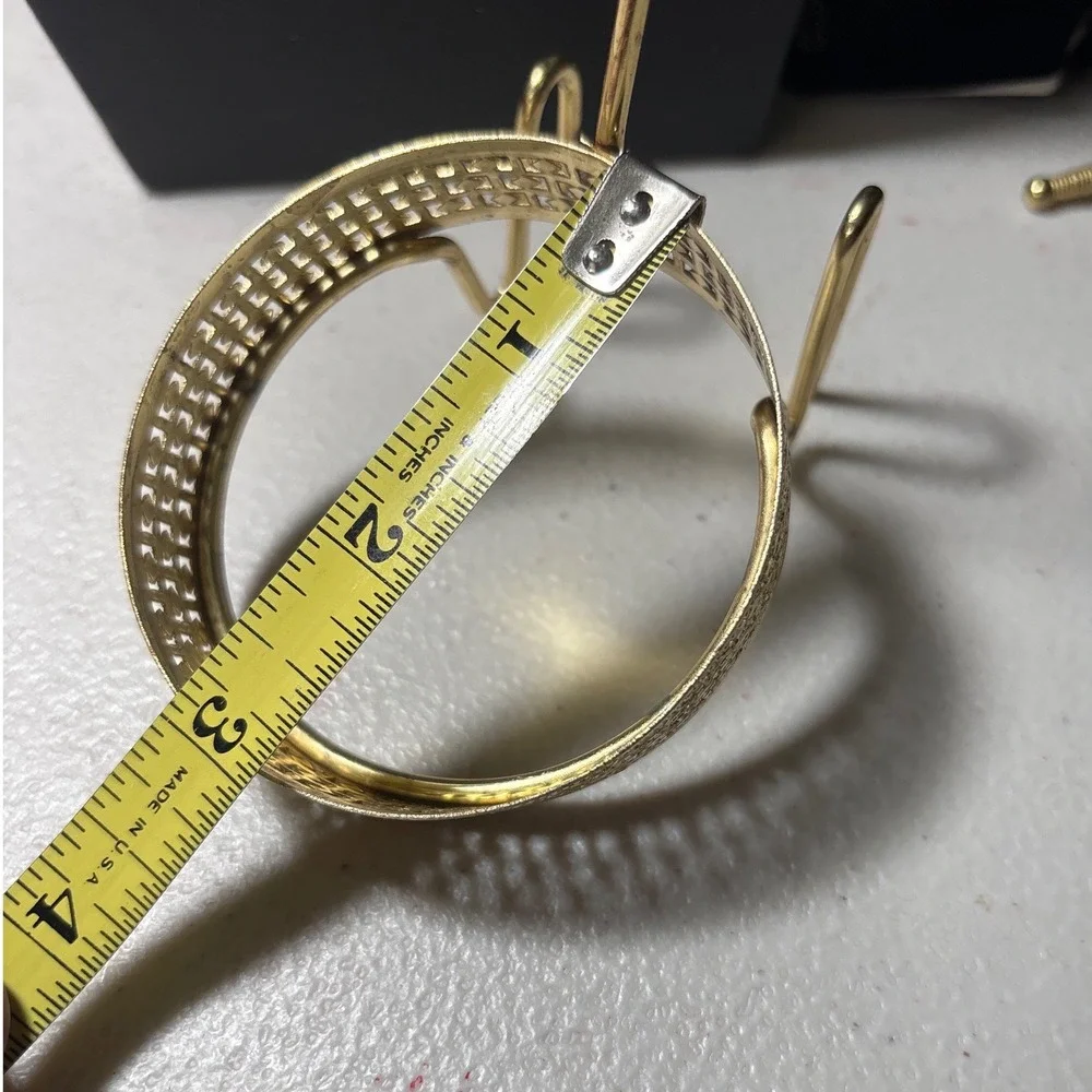 Dip Bowl Holder Gold Tone Pierced Metal Clip On Chip Bowl Accessory Vintage